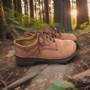 Birkenstock Footprints Brown Suede Derby Shoes EU 38 W 7-7.5 Leather Minimalist